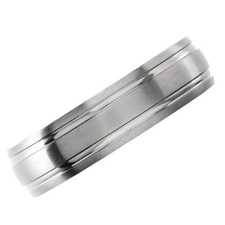 Best * Titanium Matt Finish Double Groove Ring 6Mm J1112 Reasonable Price