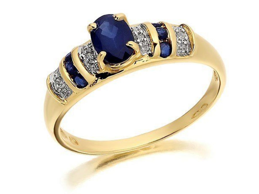 Clearance * 9Ct Gold Diamond And Sapphire Ring Size H Only Z50915 Best Price