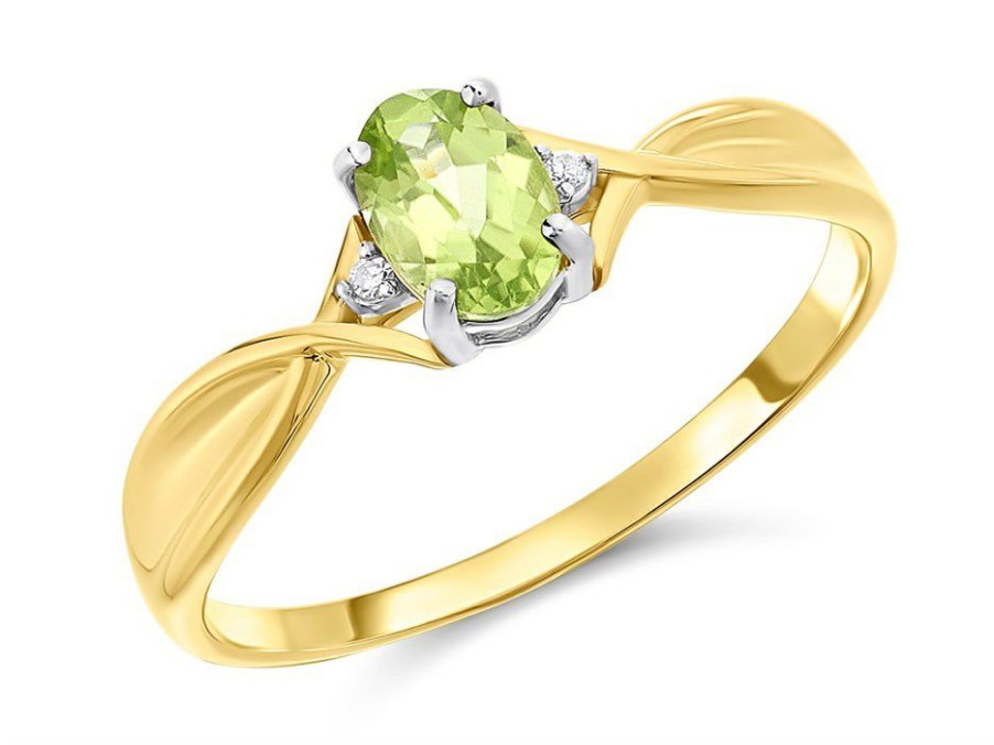 Hot * 9Ct Gold Peridot And Diamond Ring R0960 Cheaper