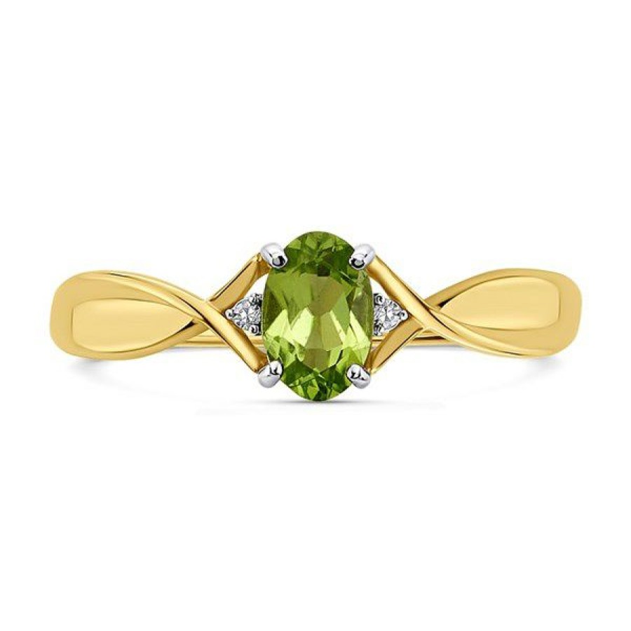 Hot * 9Ct Gold Peridot And Diamond Ring R0960 Cheaper