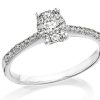 Wholesale * 9Ct White Gold Diamond Oval Starburst Cluster Ring 35Pts D71119 Limited Edition