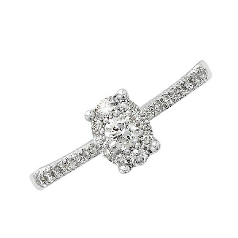 Wholesale * 9Ct White Gold Diamond Oval Starburst Cluster Ring 35Pts D71119 Limited Edition