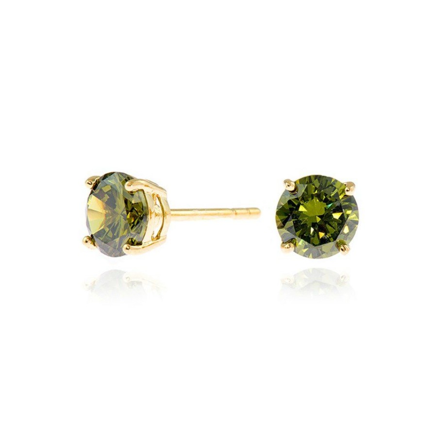 Online * Cachet Lana Gold Plated Silver Green Cubic Zirconia Stud Earrings J7467 Official