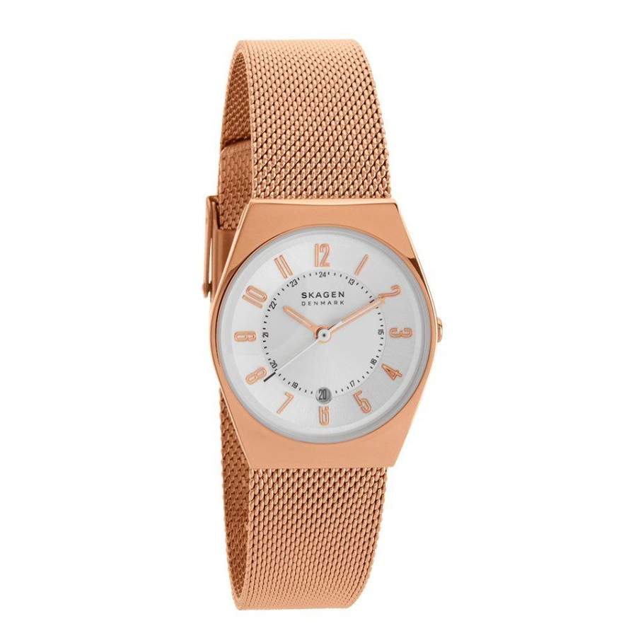 Online * Skagen Skw3035 Rose Gold Plated Mesh Bracelet Watch W06271 Reasonable Price