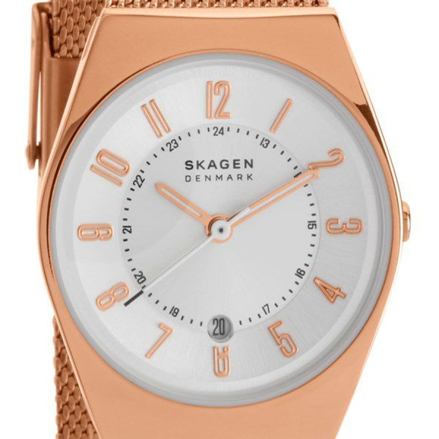 Online * Skagen Skw3035 Rose Gold Plated Mesh Bracelet Watch W06271 Reasonable Price