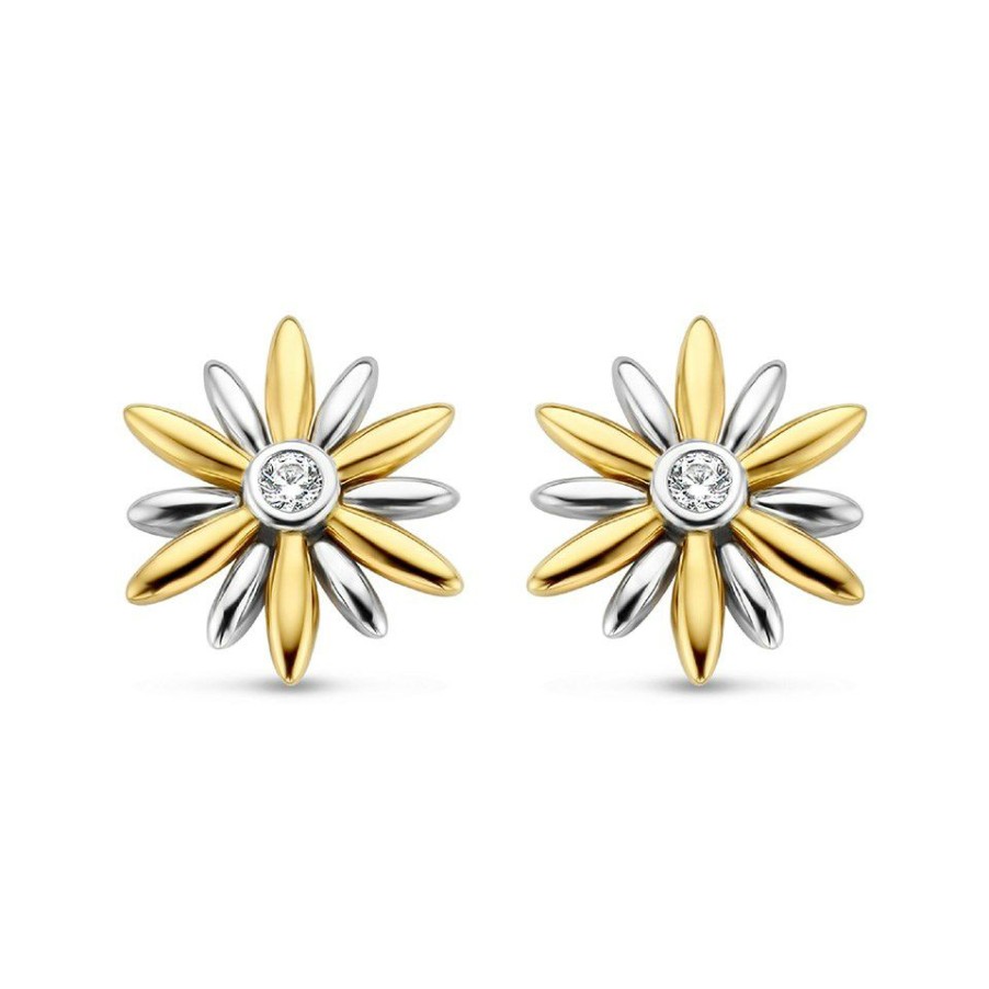 Online * Ti Sento Gold Plated Silver Sunburst Stud Earrings F6936 Discount Online