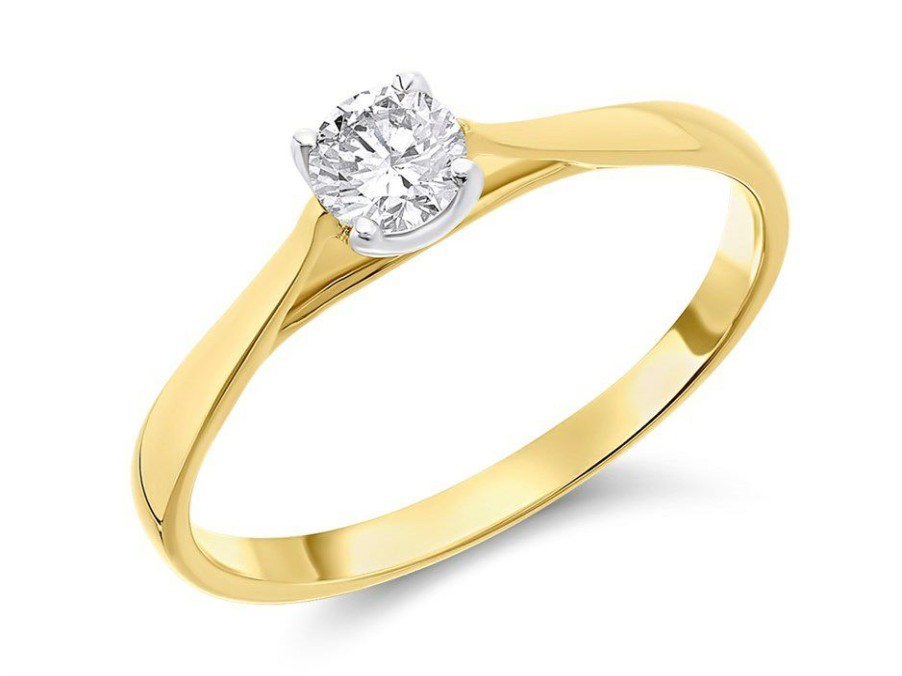 Best * 9Ct Gold Diamond Solitaire Engagement Ring 1/4Ct Agi Certificated D5034 With Discount