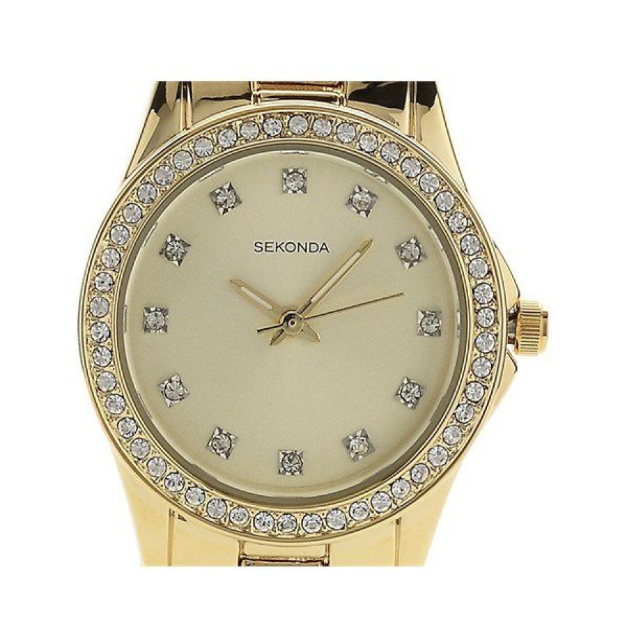 Best * Sekonda 2020 Starfall Gold Plated Crystal Set Bracelet Watch W3333 Official