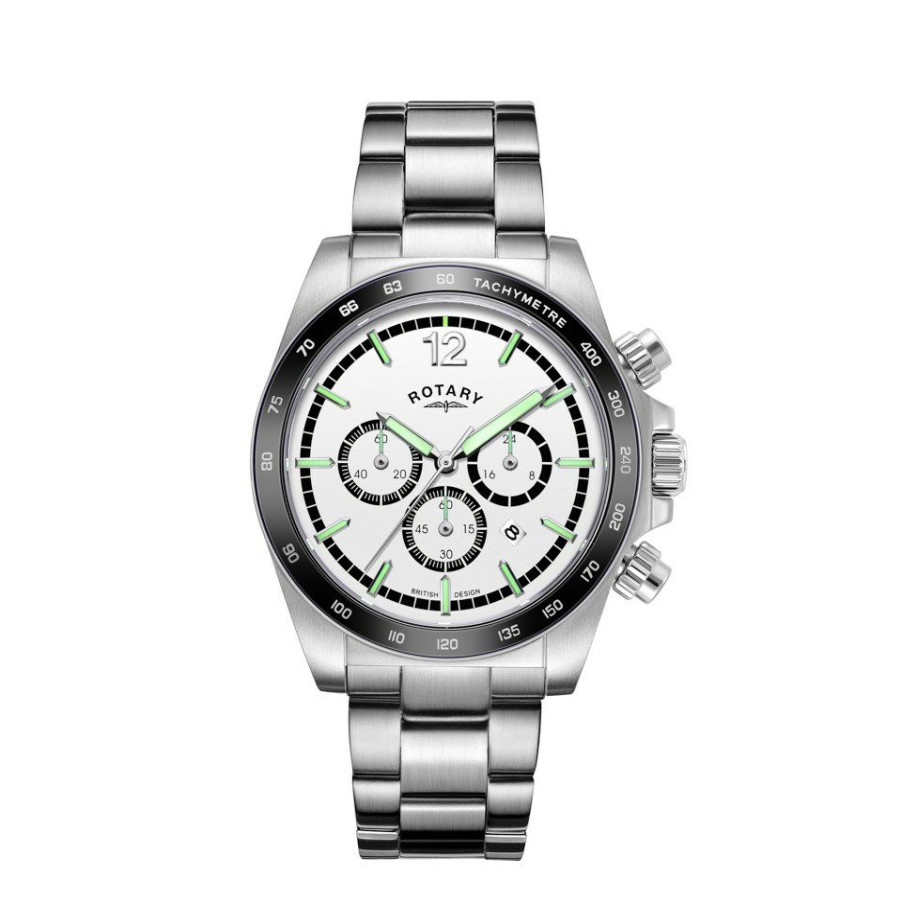 Online * Rotary Gb05440/02 Stainless Steel Chronograph Bracelet Watch W13174 Exactly Discount