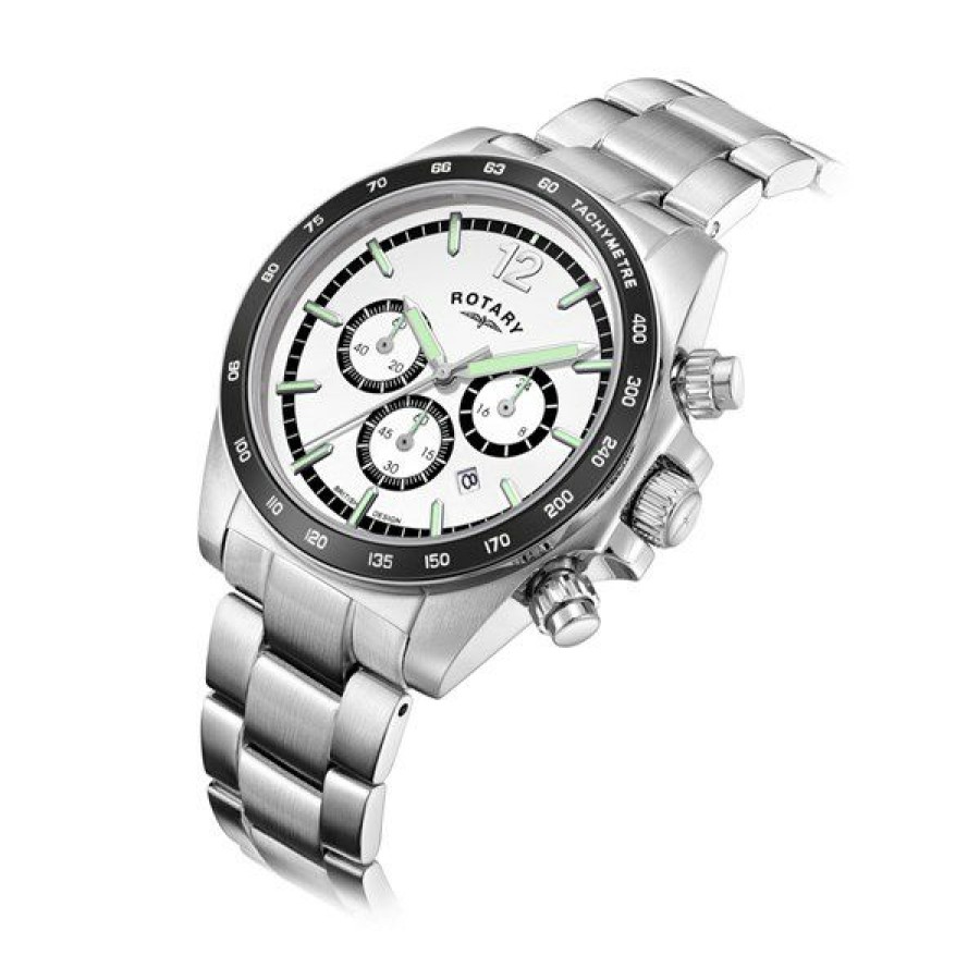 Online * Rotary Gb05440/02 Stainless Steel Chronograph Bracelet Watch W13174 Exactly Discount