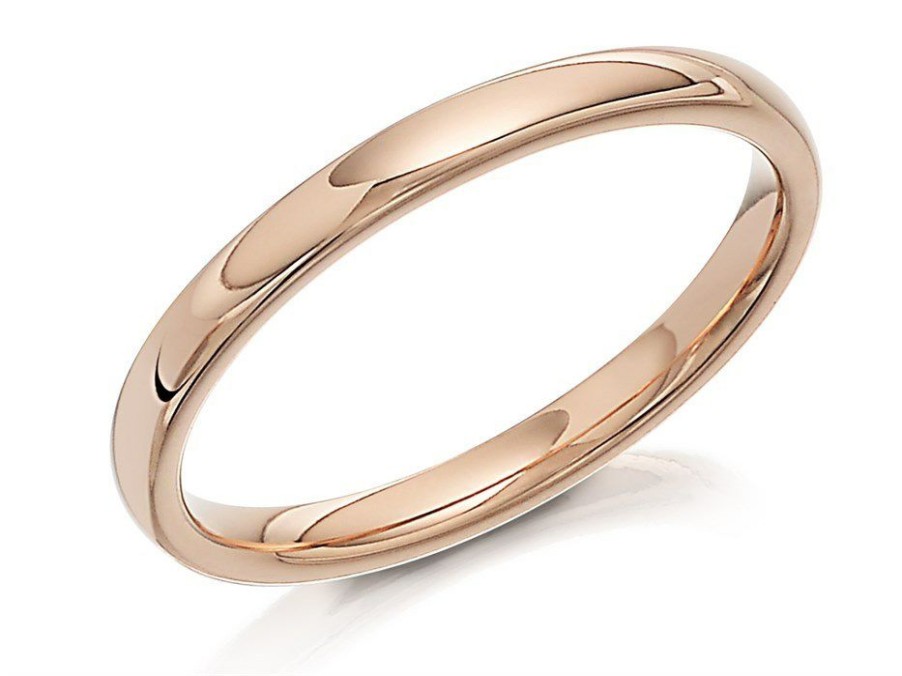 New * 9Ct Rose Gold Court Wedding Ring 2Mm R5422 Exactly Discount