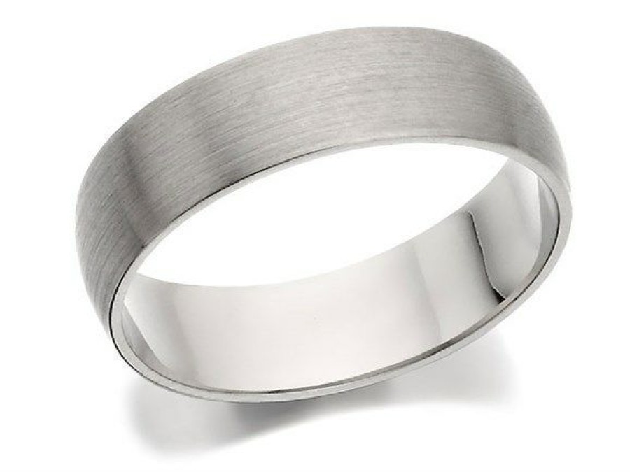 Hot * Palladium 950 D Shaped Brushed Finish Wedding Ring 6Mm R12107 Cheaper