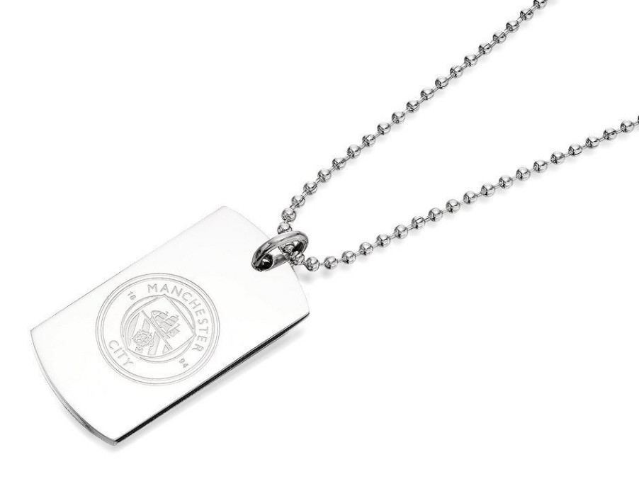 New * Stainless Steel Manchester City Fc Dog Tag And Ball Chain J2049 Wholesale