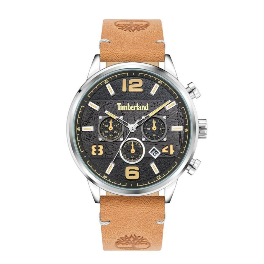 Online * Timberland Ellacoya-Z Chronograph Tan Leather Strap Watch W7694 Reliable Quality