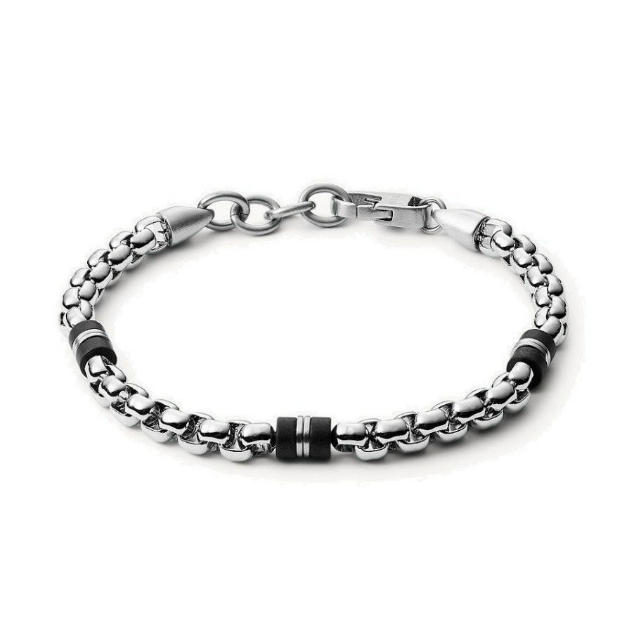 Best * Fossil Jf03313040 Stainless Steel Black Marble Bracelet A97120 Outlet