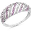 Wholesale * 9Ct White Gold Diamond And Pink Sapphire Band Ring 10Pts D63129 Limit Offer