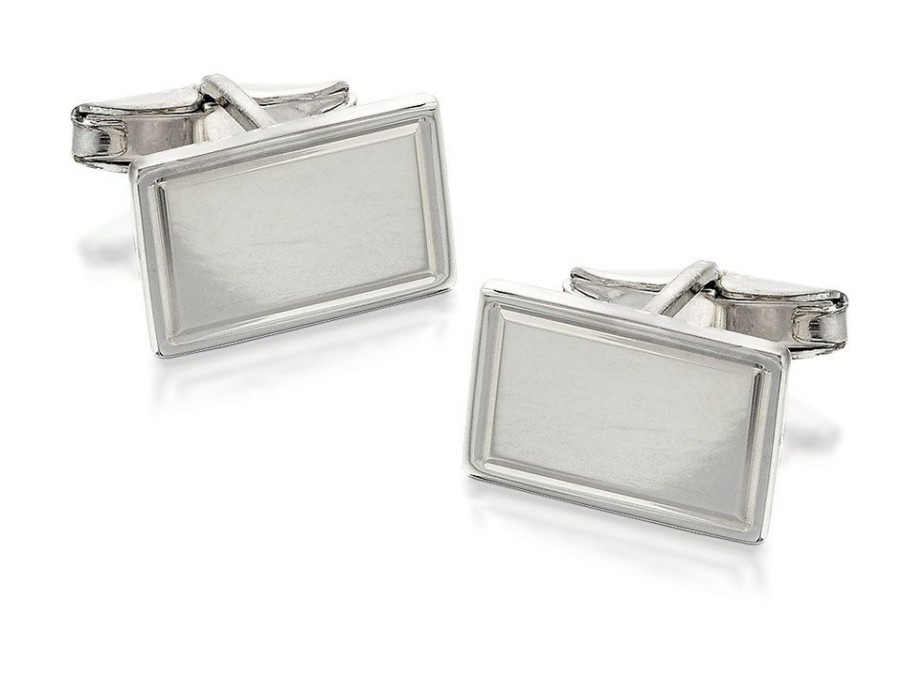 Hot * Sterling Silver Rectangular Cufflinks A4621 Official