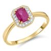 Hot * 9Ct Gold Octagonal Ruby And Diamond Cluster Ring D7434 Cheap