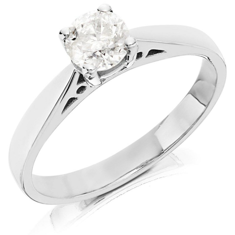 Best * 18Ct White Gold Diamond Solitaire Engagement Ring 63Pts H/I2 H06131 Large Choice