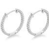 Clearance * 9Ct White Gold Diamond Hoop Earrings 1/2Ct Per Pair D9648 Cheap