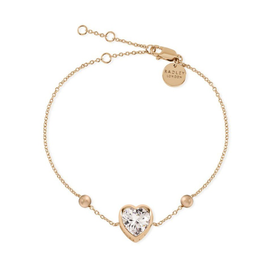 Online * Radley Ryj3218 18Ct Rose Plated Silver Heart Bracelet J81131 Cheap