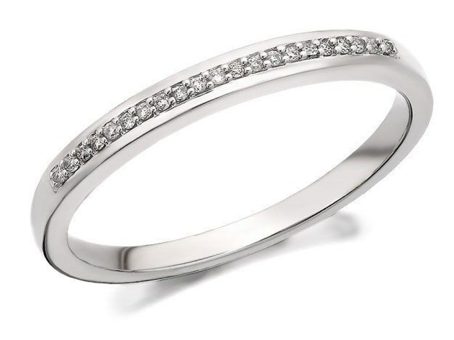 Hot * 18Ct White Gold Diamond Set Wedding/Half Eternity Ring 7Pts Size N Only Z09174 Closeout Sale