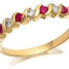 Hot * 9Ct Gold Diamond And Ruby Wave Ring 11Pts D8223 100% Guarantee