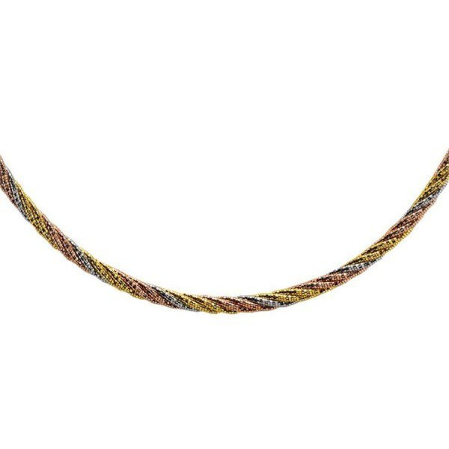 Clearance * Briolette Silver Three Colour Twist Necklace J7734 Large Choice