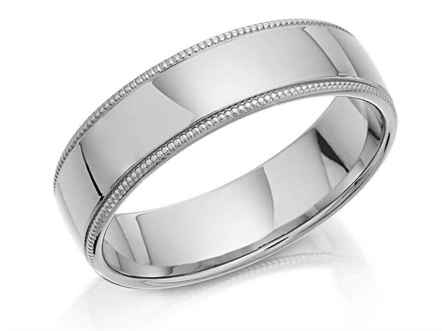 Wholesale * Palladium 500 Millegrain Edge Wedding Ring 6Mm R1214 Closeout Sale