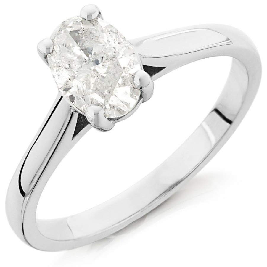 Hot * 18Ct White Gold 1 Carat Diamond Solitaire Engagement Ring G/I2 H10218 Reasonable Price