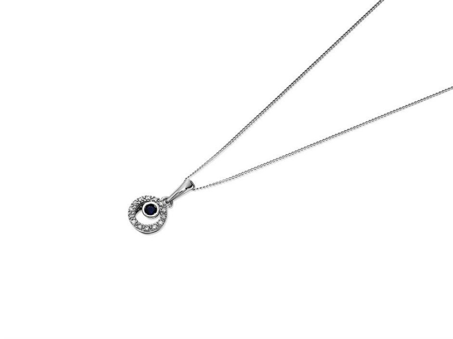 Wholesale * 9Ct White Gold Sapphire And Diamond Necklace D95118 Official