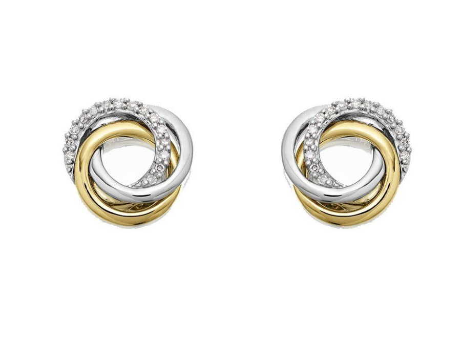 Online * 9Ct Two Colour Gold Diamond Knot Stud Earrings D9651 Wholesale