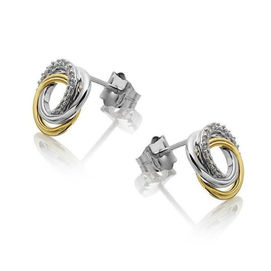 Online * 9Ct Two Colour Gold Diamond Knot Stud Earrings D9651 Wholesale