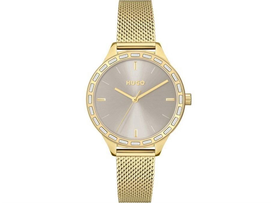 Wholesale * Hugo 1540116 Flash Gold Plated Mesh Bracelet Watch W45346 Discount Online