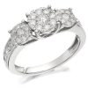 Best * 9Ct White Gold 1 Carat Diamond Trilogy Cluster Ring D7147 Discount Online