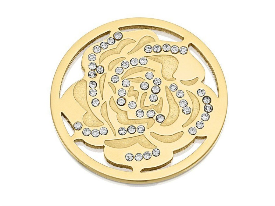 Clearance * Sterlina Milano Gold Plated Crystal Rose Coin Large X40905 Large Choice