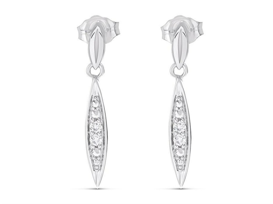 Wholesale * 9Ct White Gold Diamond Drop Earrings 10Pts Per Pair D94104 Popular