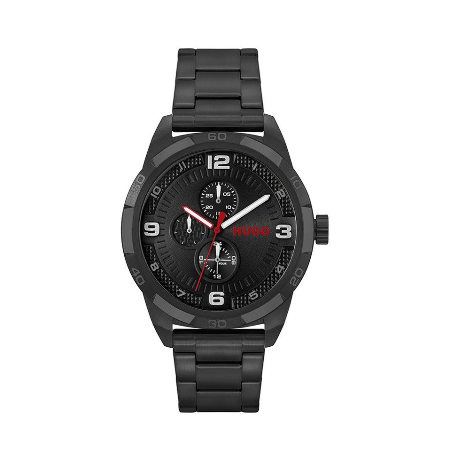 Online * Hugo 1530279 Grip Black Ip Bracelet Watch W45356 With Discount