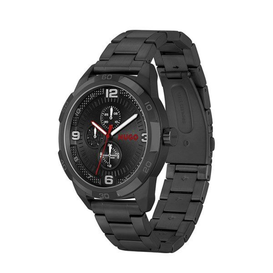 Online * Hugo 1530279 Grip Black Ip Bracelet Watch W45356 With Discount