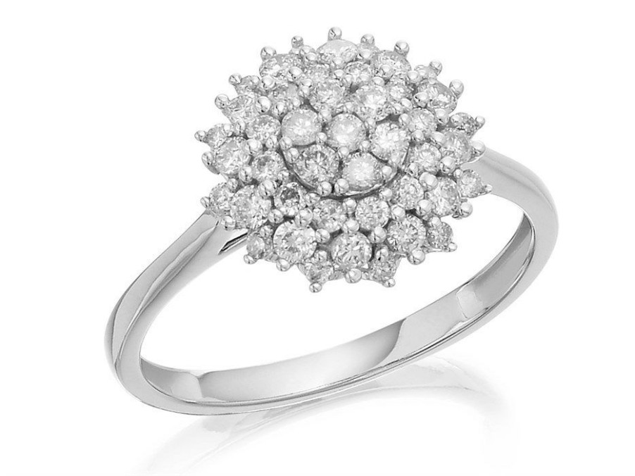 Online * 9Ct White Gold Diamond Cluster Ring 60Pts D72123 Reasonable Price