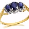 Best * 9Ct Gold Sapphire And Diamond Cluster Ring 10Pts D6415 Cheap