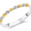 Wholesale * 9Ct Gold Two Colour Yellow Sapphire And Diamond Half Eternity Ring 8Pts D8118 100% Guarantee