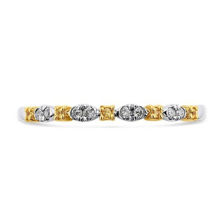 Wholesale * 9Ct Gold Two Colour Yellow Sapphire And Diamond Half Eternity Ring 8Pts D8118 100% Guarantee