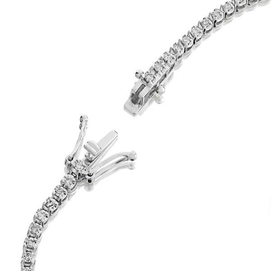 Best * 9Ct White Gold 1 Carat Diamond Tennis Bracelet D95124 With Discount