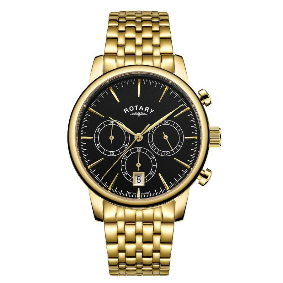 Clearance * Rotary Gb00379/04 Gold Plated Chronograph Bracelet Watch W13180 Reliable Quality