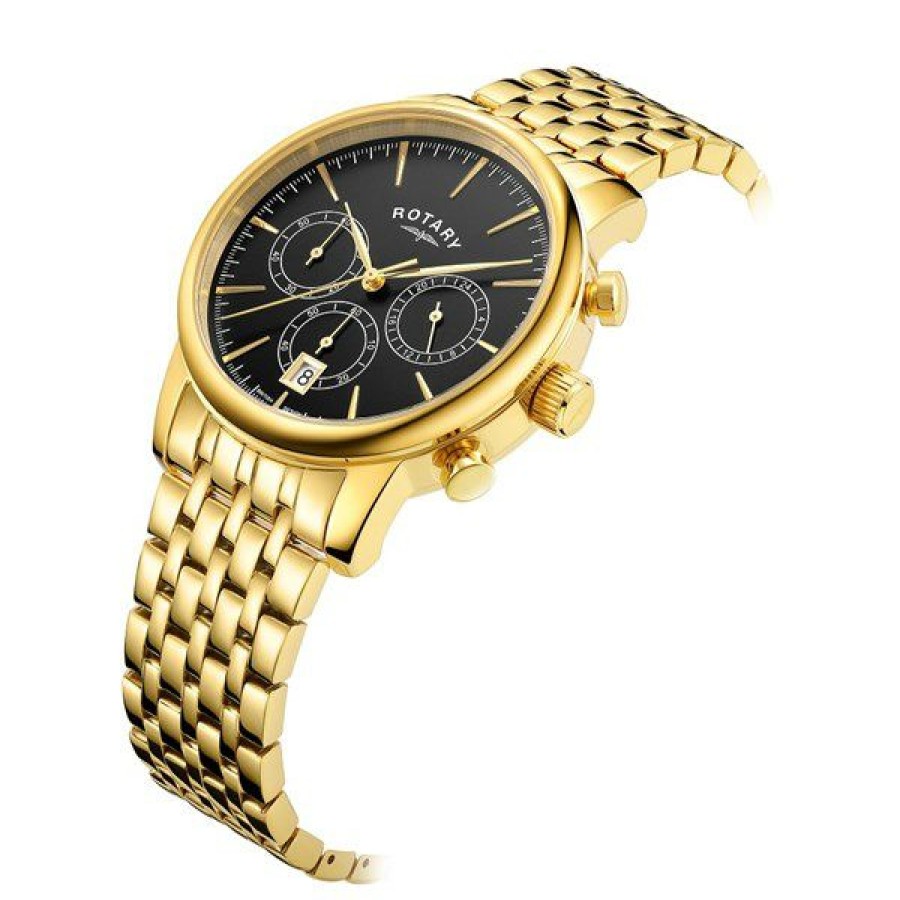 Clearance * Rotary Gb00379/04 Gold Plated Chronograph Bracelet Watch W13180 Reliable Quality