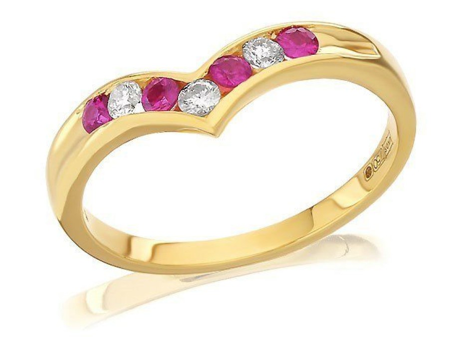 Wholesale * 18Ct Gold Diamond And Ruby Wishbone Ring 15Pts D4874 Official