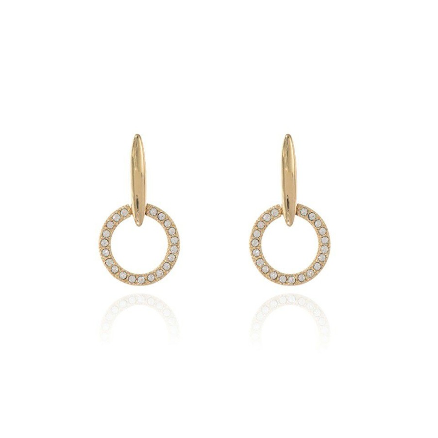 New * Cachet Lara Gold Tone Crystal Circle Drop Earrings J7448 Exactly Discount