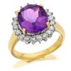 Best * 9Ct Gold 4.1Ct Amethyst And 1/2Ct Diamond Cluster Ring D8432 Outlet