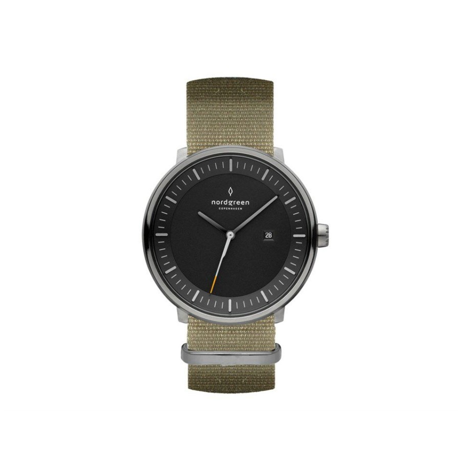 New * Nordgreen Philosopher Green Nylon Strap Watch W2043 Closeout Sale